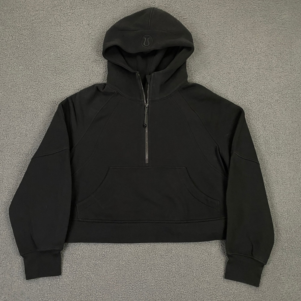Lululemon Scuba Oversized Half-Zip Hoodie Womens M/L Black Crop Fleece LW3DM4S